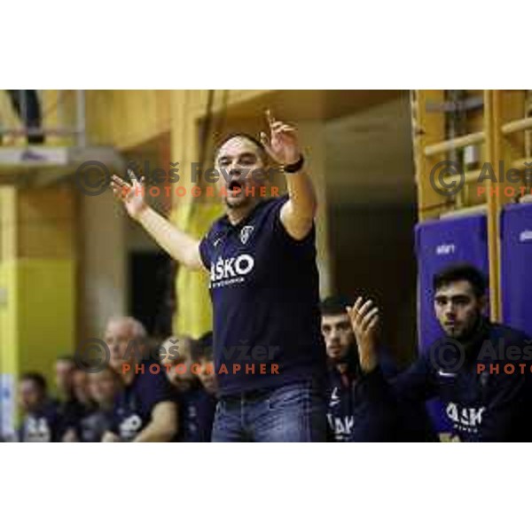 Branko Tamse, head coach of Celje PL in action during 1.NLB league handball match between Riko Ribnica and Celje Pivovarna Lasko in Ribnica Sports Centre, Slovenia on March 24, 2018