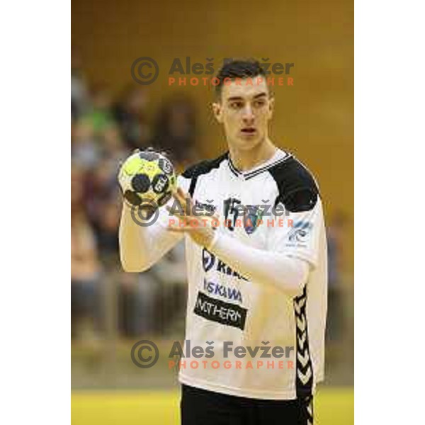 Nik Henigman in action during 1.NLB league handball match between Riko Ribnica and Celje Pivovarna Lasko in Ribnica Sports Centre, Slovenia on March 24, 2018