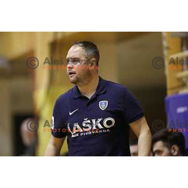 Branko Tamse, head coach of Celje PL in action during 1.NLB league handball match between Riko Ribnica and Celje Pivovarna Lasko in Ribnica Sports Centre, Slovenia on March 24, 2018