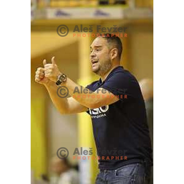 Branko Tamse, head coach of Celje PL in action during 1.NLB league handball match between Riko Ribnica and Celje Pivovarna Lasko in Ribnica Sports Centre, Slovenia on March 24, 2018