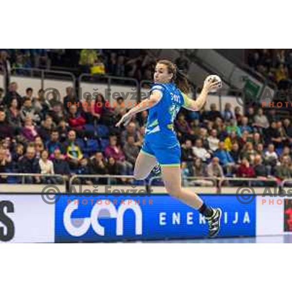 Slovenia’s Tjasa Stanko (10) in action during women’s EHF EURO qualifications match between Slovenia and Iceland, in Golovec Hall, Celje, on March 25, 2018