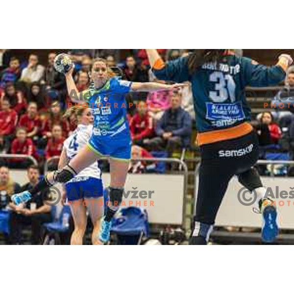 Slovenia’s Katarina Regner (4) in action during women’s EHF EURO qualifications match between Slovenia and Iceland, in Golovec Hall, Celje, on March 25, 2018
