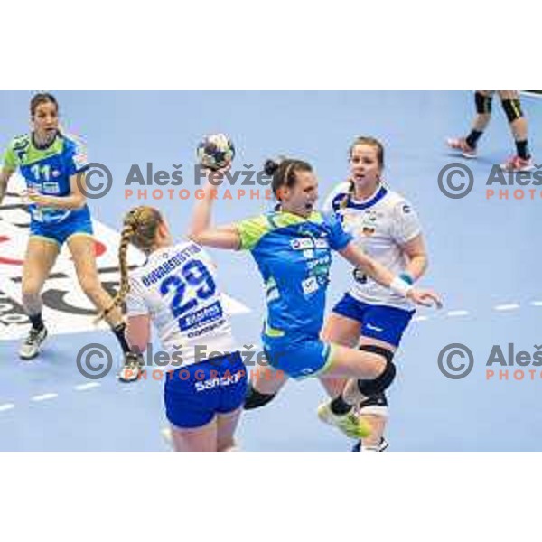 Slovenia’s Teja Ferfolja (3) in action during women’s EHF EURO qualifications match between Slovenia and Iceland, in Golovec Hall, Celje, on March 25, 2018