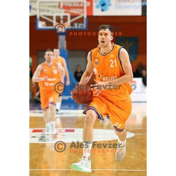 action during Nova KBM league basketball match between Helios Suns and Petrol Olimpija in Domzale Sports Hall, Slovenia on March 26, 2018