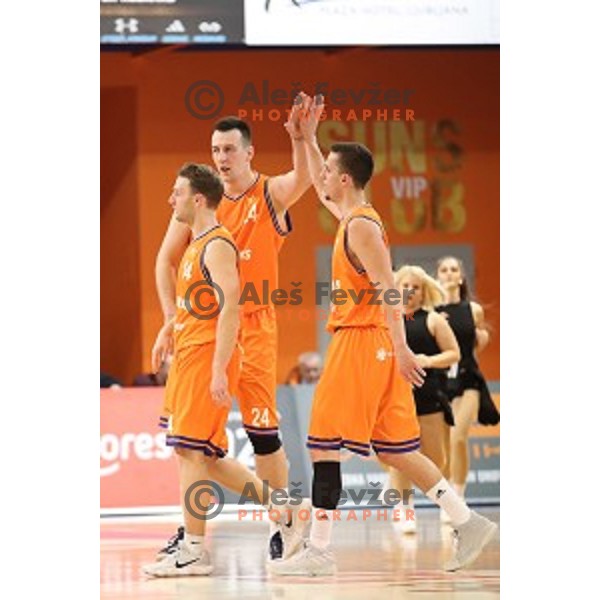 action during Nova KBM league basketball match between Helios Suns and Petrol Olimpija in Domzale Sports Hall, Slovenia on March 26, 2018