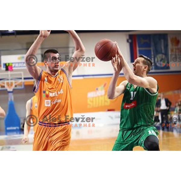 action during Nova KBM league basketball match between Helios Suns and Petrol Olimpija in Domzale Sports Hall, Slovenia on March 26, 2018