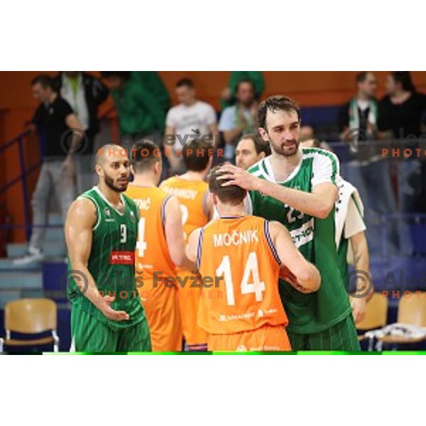 action during Nova KBM league basketball match between Helios Suns and Petrol Olimpija in Domzale Sports Hall, Slovenia on March 26, 2018
