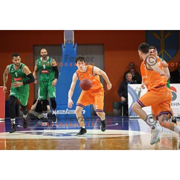 action during Nova KBM league basketball match between Helios Suns and Petrol Olimpija in Domzale Sports Hall, Slovenia on March 26, 2018