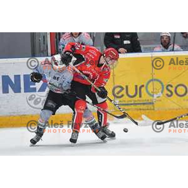 of Jesenice in action during Alps League semi-final ice-hockey match between Jesenice and Ritten in Podmezakla Hall, Jesenice, Slovenia on March 28, 2018