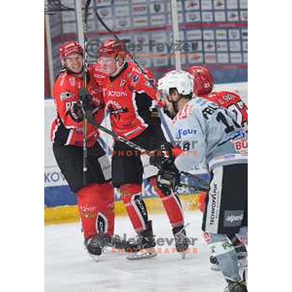 of Jesenice in action during Alps League semi-final ice-hockey match between Jesenice and Ritten in Podmezakla Hall, Jesenice, Slovenia on March 28, 2018