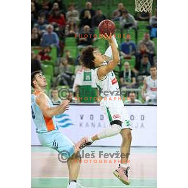 Issuf Sanon of Petrol Olimpija in action during Nova KBM league basketball match between Petrol Olimpija and Sixt Primorska in Stozice, Ljubljana, Slovenia on March 31, 2018