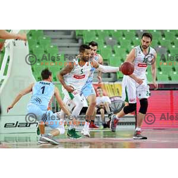 Devin Oliver of Petrol Olimpija in action during Nova KBM league basketball match between Petrol Olimpija and Sixt Primorska in Stozice, Ljubljana, Slovenia on March 31, 2018