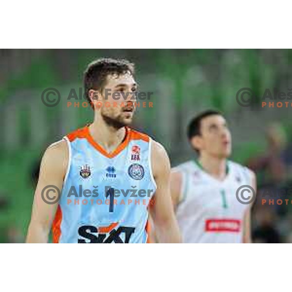 Tadej Ferme in action during Nova KBM league basketball match between Petrol Olimpija and Sixt Primorska in Stozice, Ljubljana, Slovenia on March 30, 2018