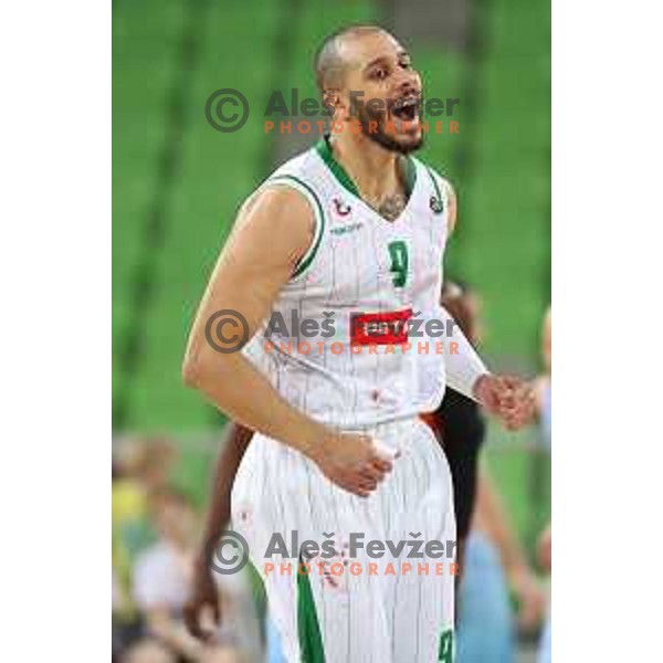 Jordan Morgan of Petrol Olimpija in action during Nova KBM league basketball match between Petrol Olimpija and Sixt Primorska in Stozice, Ljubljana, Slovenia on March 31, 2018