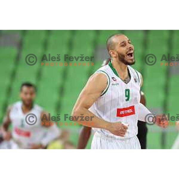 Jordan Morgan of Petrol Olimpija in action during Nova KBM league basketball match between Petrol Olimpija and Sixt Primorska in Stozice, Ljubljana, Slovenia on March 31, 2018