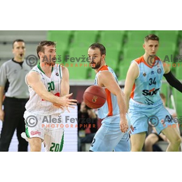 Mitchell McCarron of Petrol Olimpija in action during Nova KBM league basketball match between Petrol Olimpija and Sixt Primorska in Stozice, Ljubljana, Slovenia on March 31, 2018