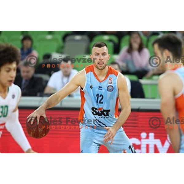 Nejc Zupan in action during Nova KBM league basketball match between Petrol Olimpija and Sixt Primorska in Stozice, Ljubljana, Slovenia on March 31, 2018