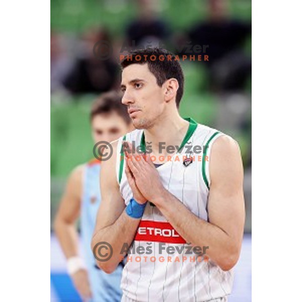 Erjon Kastrati of Petrol Olimpija in action during Nova KBM league basketball match between Petrol Olimpija and Sixt Primorska in Stozice, Ljubljana, Slovenia on March 31, 2018