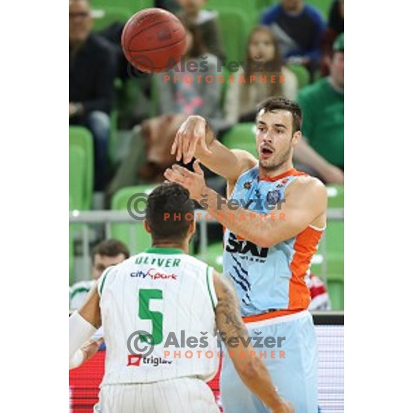 Marjan Cakarun of Sixt in action during Nova KBM league basketball match between Petrol Olimpija and Sixt Primorska in Stozice, Ljubljana, Slovenia on March 31, 2018