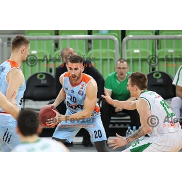 Alen Hodzic in action during Nova KBM league basketball match between Petrol Olimpija and Sixt Primorska in Stozice, Ljubljana, Slovenia on March 31, 2018