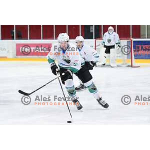 in action during the Final of Slovenian League ice-hockey match between SIJ Acroni Jesenice and SZ Olimpija in Podmezakla Hall, Jesenice, Slovenia on April 7, 2018