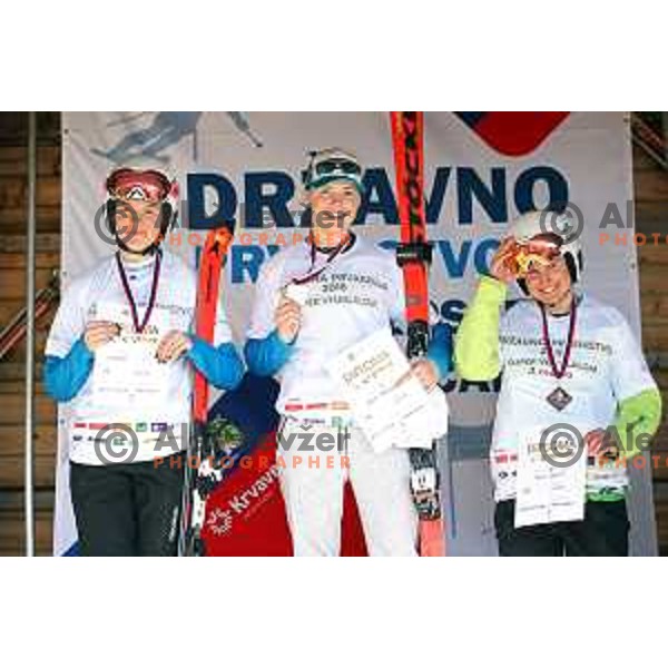 Neja Dvornik, winner of Super G title at Slovenian National Championships at Krvavc Ski Resort, Cerklje on April 7, 2018