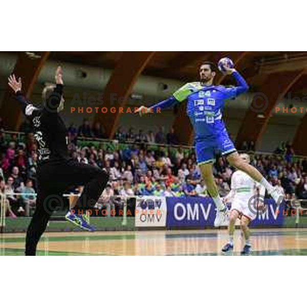 during friendly handball match between Slovenia and Belarus in Tri lilije Hall, Lasko, Slovenia on April 8, 2018