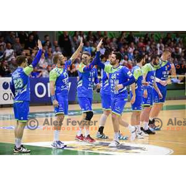 during friendly handball match between Slovenia and Belarus in Tri lilije Hall, Lasko, Slovenia on April 8, 2018