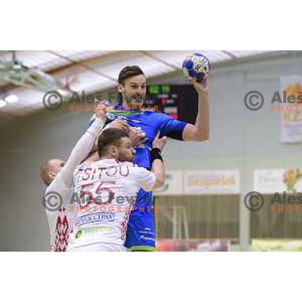 during friendly handball match between Slovenia and Belarus in Tri lilije Hall, Lasko, Slovenia on April 8, 2018