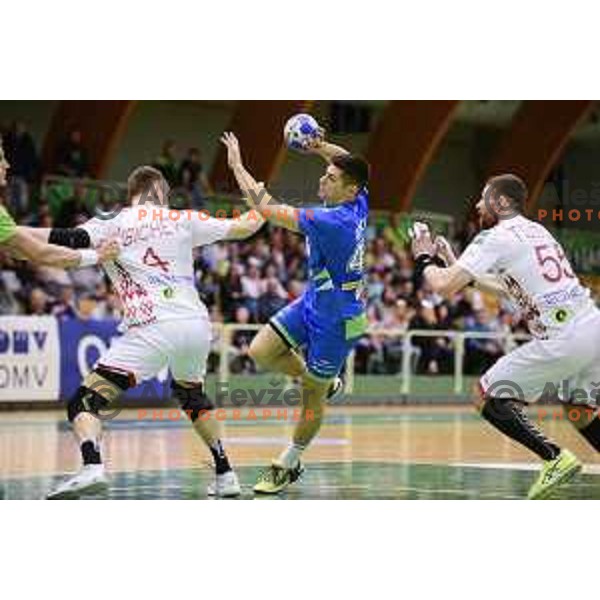 during friendly handball match between Slovenia and Belarus in Tri lilije Hall, Lasko, Slovenia on April 8, 2018