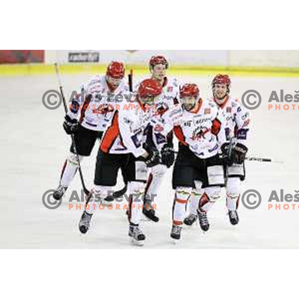 action during second match in the Final of Slovenian ice-hockey league between SZ Olimpija and Acroni Jesenice in Tivoli Hall, Ljubljana, Slovenia on April 10, 2018