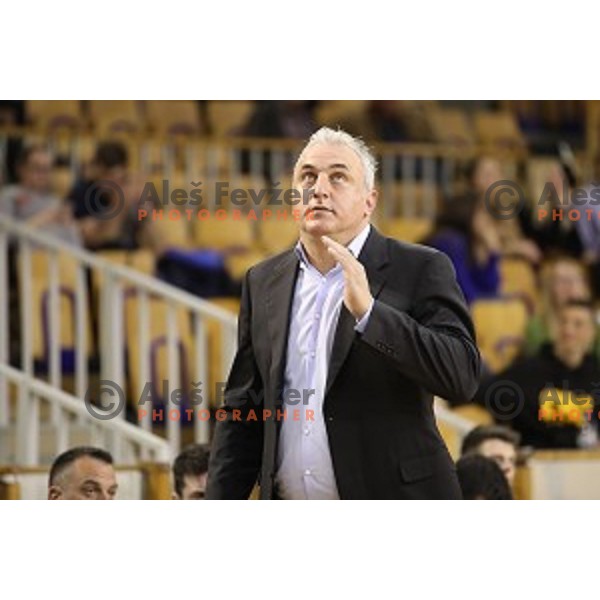Sasa Doncic, head coach of Ilirija in action during Nova KBM league basketball match between Ilirija and Helios Suns in Tivoli Hall, Ljubljana, Slovenia on April 10, 2018
