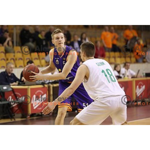 of Helios Suns in action during Nova KBM league basketball match between Ilirija and Helios Suns in Tivoli Hall, Ljubljana, Slovenia on April 10, 2018