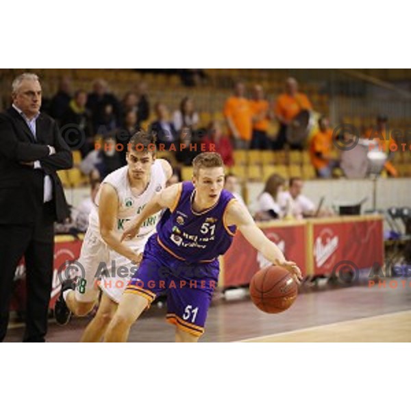 of Helios Suns in action during Nova KBM league basketball match between Ilirija and Helios Suns in Tivoli Hall, Ljubljana, Slovenia on April 10, 2018