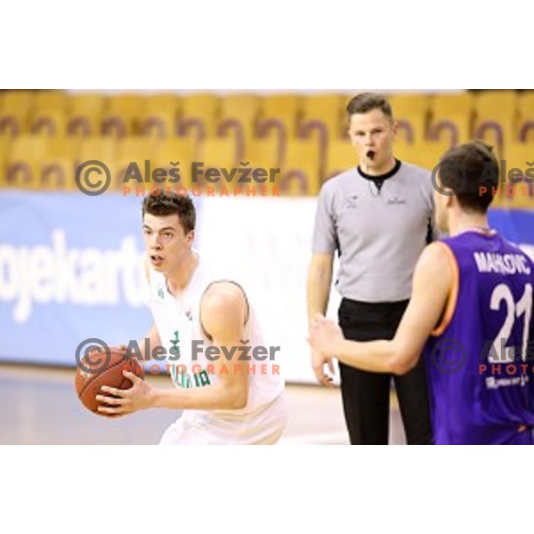 of Ilirija action during Nova KBM league basketball match between Ilirija and Helios Suns in Tivoli Hall, Ljubljana, Slovenia on April 10, 2018