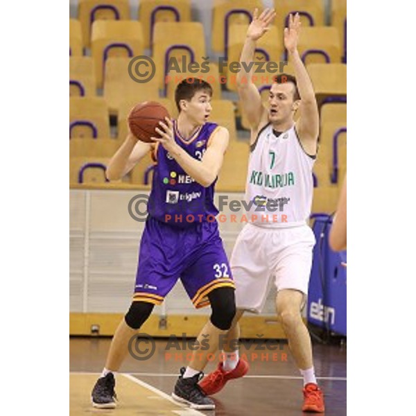Alexander Shaskhov of Helios Suns in action during Nova KBM league basketball match between Ilirija and Helios Suns in Tivoli Hall, Ljubljana, Slovenia on April 10, 2018