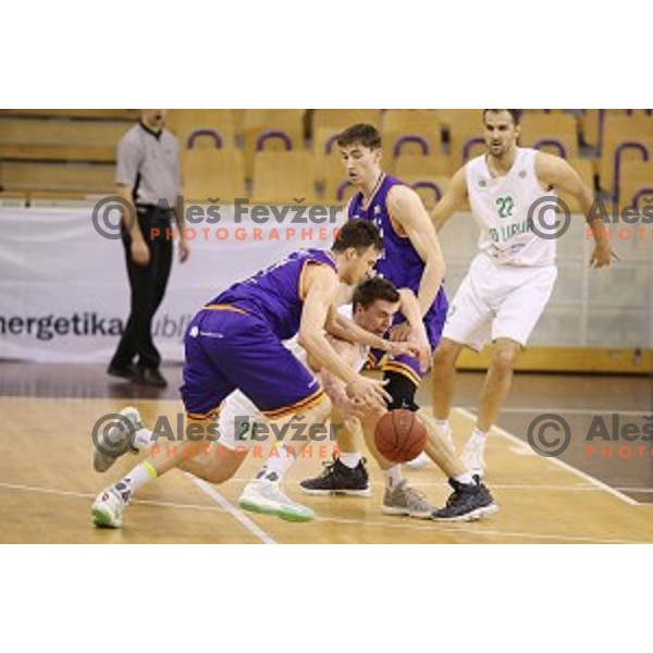 Blaz Mahkovic of Helios Suns in action during Nova KBM league basketball match between Ilirija and Helios Suns in Tivoli Hall, Ljubljana, Slovenia on April 10, 2018