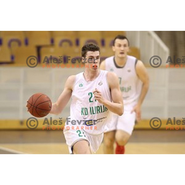 of Ilirija action during Nova KBM league basketball match between Ilirija and Helios Suns in Tivoli Hall, Ljubljana, Slovenia on April 10, 2018