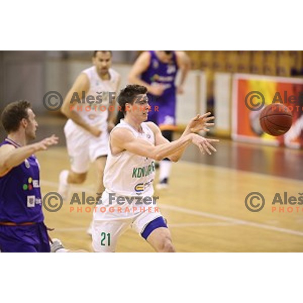 of Ilirija action during Nova KBM league basketball match between Ilirija and Helios Suns in Tivoli Hall, Ljubljana, Slovenia on April 10, 2018