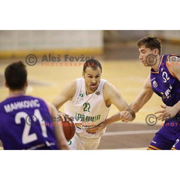Stipe Modric of Ilirija in action during Nova KBM league basketball match between Ilirija and Helios Suns in Tivoli Hall, Ljubljana, Slovenia on April 10, 2018