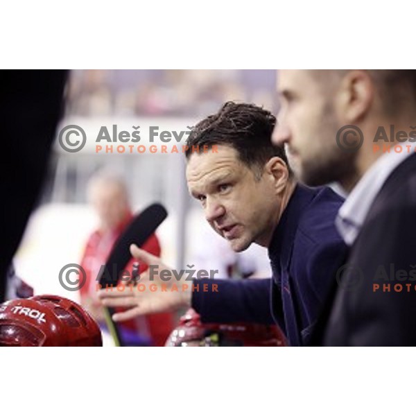 Gaber Glavic during second match in the Final of Slovenian ice-hockey Championship between SZ Olimpija and Acroni Jesenice in Tivoli Hall, Ljubljana, Slovenia on April 10, 2018