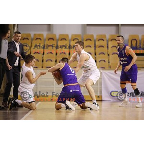 action during Nova KBM league basketball match between Ilirija and Helios Suns in Tivoli Hall, Ljubljana, Slovenia on April 10, 2018