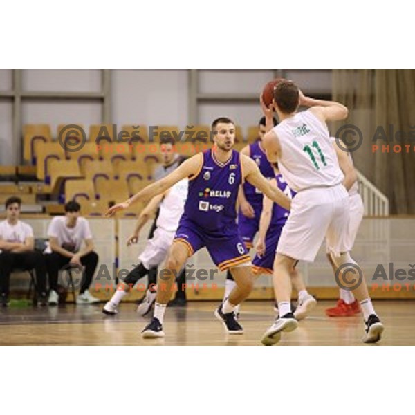 action during Nova KBM league basketball match between Ilirija and Helios Suns in Tivoli Hall, Ljubljana, Slovenia on April 10, 2018