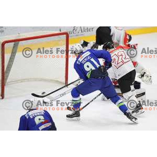 action during friendly ice-hockey match between Slovenia and Hungary at Bled ice Hall, Slovenia on April 11, 2018