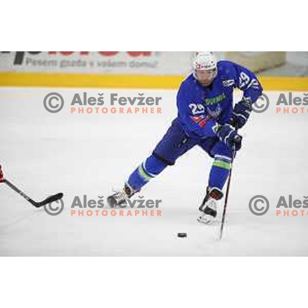 action during friendly ice-hockey match between Slovenia and Hungary at Bled ice Hall, Slovenia on April 11, 2018