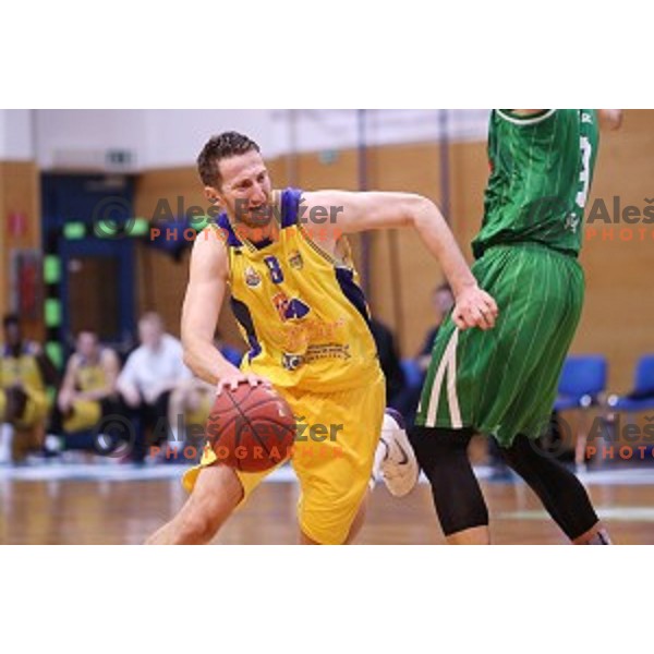 Ramo Rizvic in action during Nova KBM league basketball match between Sencur GGD and Petrol Olimpija in Sencur sports Hall, Slovenia on April 11, 2018