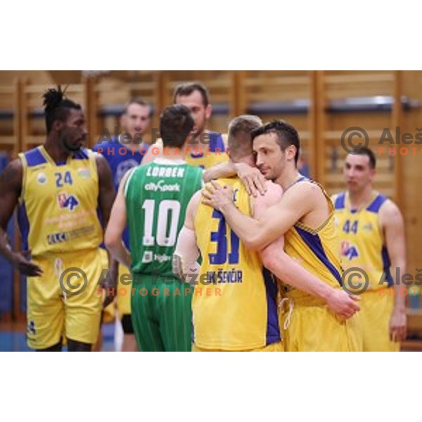 Ivan Koljevic in action during Nova KBM league basketball match between Sencur GGD and Petrol Olimpija in Sencur sports Hall, Slovenia on April 11, 2018