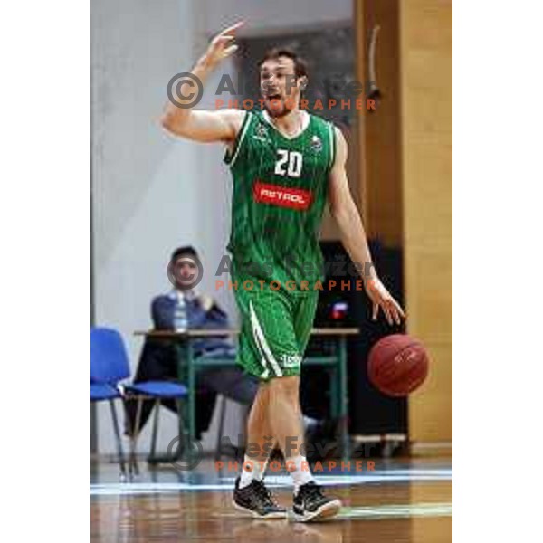 Mitchell McCarron in action during Nova KBM league basketball match between Sencur GGD and Petrol Olimpija in Sencur sports Hall, Slovenia on April 11, 2018