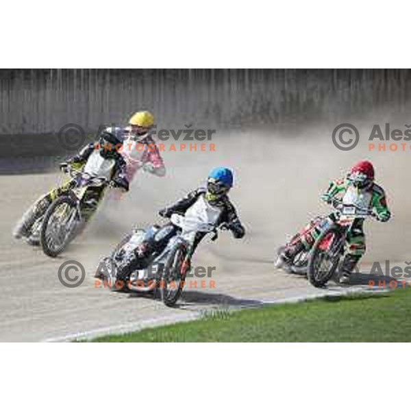 Nick Skorja races during Speedway second race for National Championship in Ljubljana, Slovenia on April 14, 2018