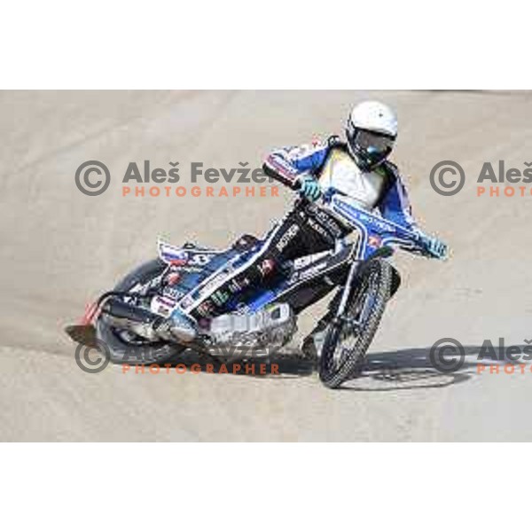 Matej Zagar races during Speedway second race for National Championship in Ljubljana, Slovenia on April 14, 2018